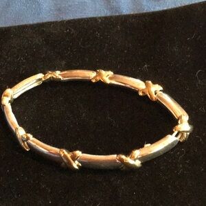 Silver Tone Bars, Gold Tone X,  Bracelet